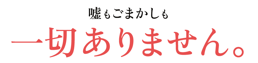 嘘もごまかしも一切ありません。